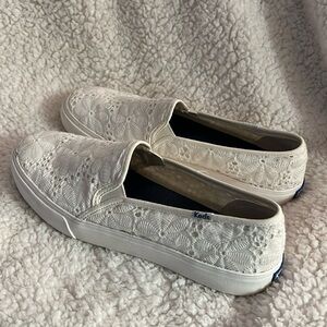 White eyelet keds